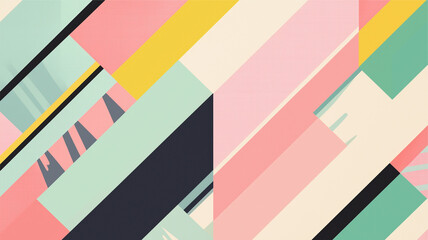 Abstract Digital Artwork Featuring Stripes, Triangles, and Muted Colors