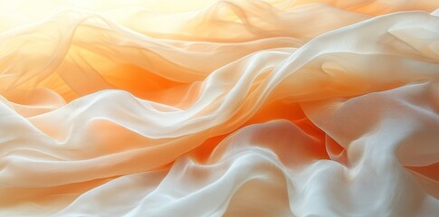 Obraz premium Dawn's pastel sky beautifully complemented by a soft fabric curtain in a slow-motion video