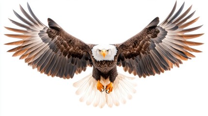 Obraz premium Majestic Bald Eagle in Mid-Flight with Wings Fully Spread