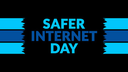 Safer Internet Day text with side lines on a black background. Which is observed every year in February to celebrate and wish Safer Internet Day.