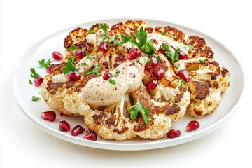 Roasted cauliflower with tahini and pomegranate