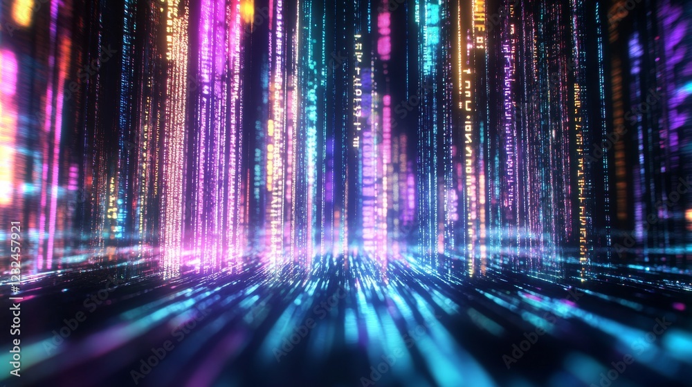Poster dynamic futuristic animation showcasing vibrant data streams in 4k resolution