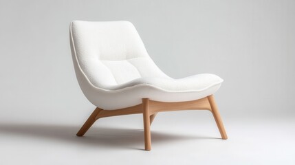 Modern Lounge Chair in Neutral Tone with Breathable Fabric