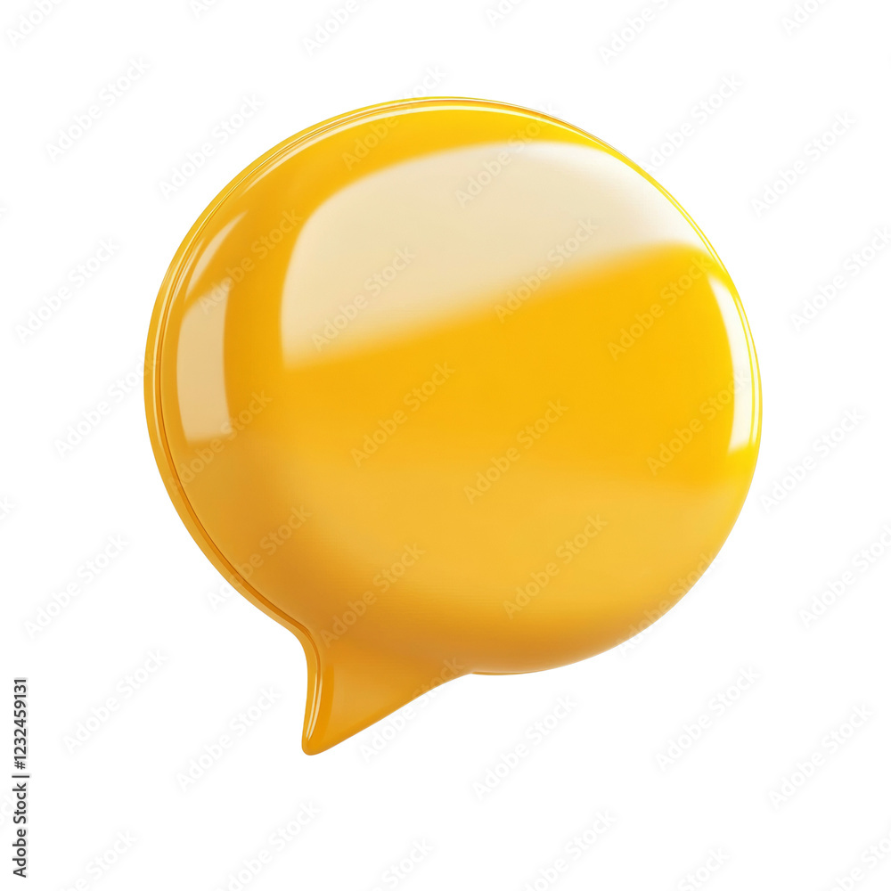 Aufkleber A three dimensional rendering of a glossy yellow speech bubble on a black background.