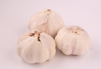 fresh garlic on a gray background