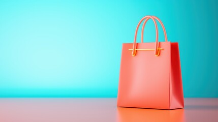 Elegant Coral Handbag on a Vibrant Blue Background