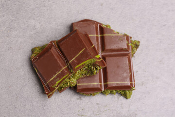 Dubai chocolate bars on a light background