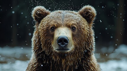 Obraz premium Captured in slow motion, water sprays off an animal, with each droplet distinctly moving