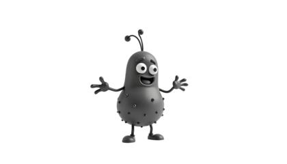 3D cartoon character of a germ virus  isolated on transparent background