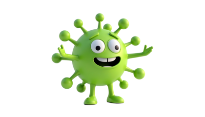 3D cartoon character of a germ virus  isolated on transparent background