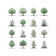 Stylized Tree and Plant Vector Collection