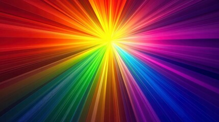 Obraz premium Vibrant Burst of Rainbow Rays Radiating in Neon Colors