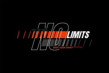  no limits text for quote racing apparel.