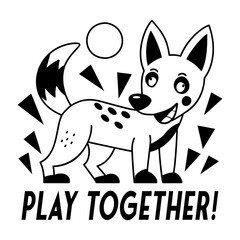 Dog playing with ball, glyph sticker 

