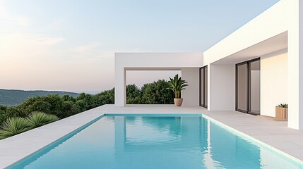 Forest retreats offer travel wellness getaways for ultimate relaxation. Modern villa with a serene pool and lush greenery in the background.