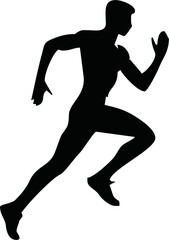 Runner silhouette set of sprinter, runner and jogger running track or jogging. People silhouette in outline. men athletes racing.