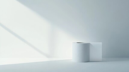 Minimalist Scene with Paper Roll and White Background