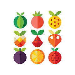 Colorful Fruit Grid with Unique Designs – Fresh Vector Art