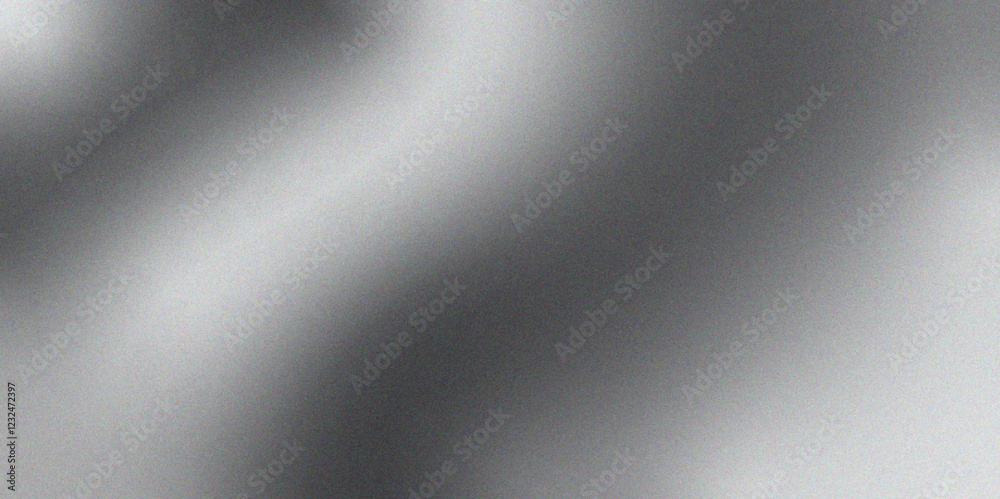 Poster Retro Gradient Grunge Background with Noise. Silver metal texture background chromium. black and grey Grain Blur Gradient Noise Wallpaper backdrop social media, banner, Steel metallic Background.	