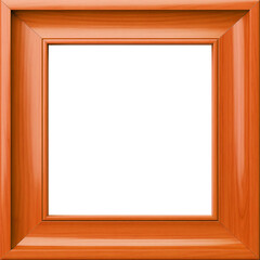 Wooden picture frame, picture frame on a wall, orange frame, blank frame on white