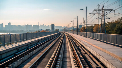 Fototapeta premium railway in the evening