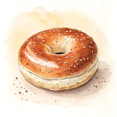 Photo Photo Bagel Hand drawn Watercolor