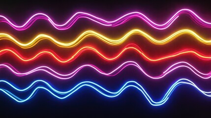 Fototapeta premium Dynamic Multicolor Zigzag Neon Lines on Black Background