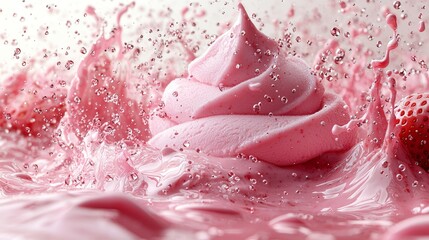 Fototapeta premium Captured in slow motion, the moment a chocolate-dipped ice cream bar collides with a strawberry-coated one, unleashing a lively burst of flavors against a stark white backdrop
