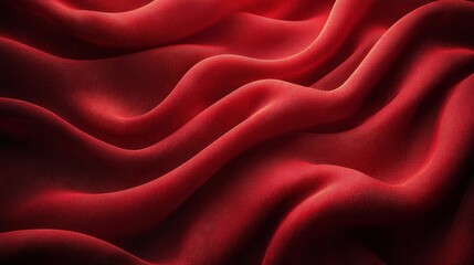 Obraz premium Close-up of red velvet fabric with soft folds and texture isolated on a white background. Generative AI