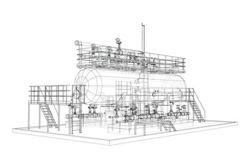Industrial tank with valves. Vector rendered of 3d