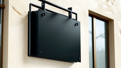 Black empty outdoor signage mockup to add company logo 