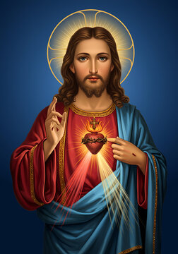 Naklejki Sacred Heart of Jesus: Divine Mercy and Love