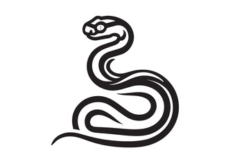 Fototapeta premium detailed black snake illustration with a raised head on white background