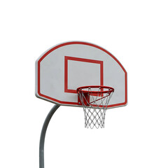 White Basketball Hoop With Red Rim On Transparent Background
