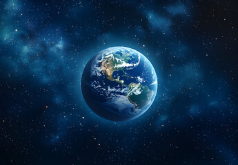 Stunning view of Earth from space showcasing the vibrant blue oceans and green landmasses surrounded by stars
