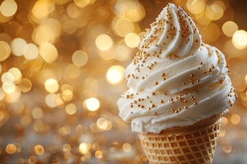 A spoon is adorned as silky whipped cream ice cream in slow motion melts over it