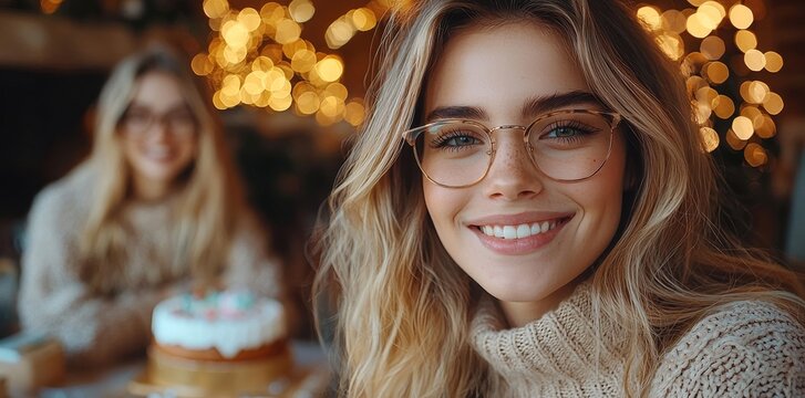 Two young women are joyfully marking a special occasion such as a birthday or anniversary together