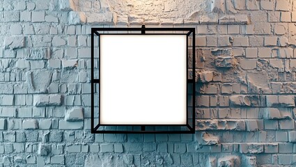 Blank white company store sign mock up on a wall. 3D Rendering