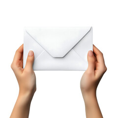 PNG Elegant White Envelope Held by Hands Against Transparent Background for Stationery Branding, Wedding Invitations, or Formal Correspondence Designs