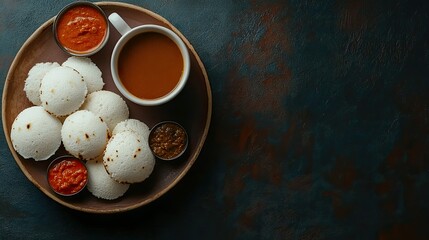 Delicious South Indian Breakfast with Idli, Chutney, and Coffee