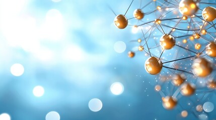 Obraz premium Futuristic glowing network structure composed of interconnected digital spheres particles and geometric shapes This abstract digital art piece represents the complex dynamic