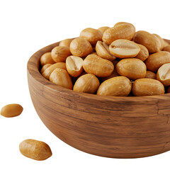 Obraz premium Peanuts in Wooden Bowl On Transparent Background 
