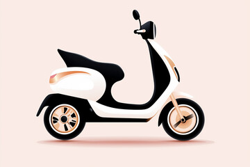 Fototapeta premium An electric scooter designed for urban travel sits against a minimal backdrop. The clean lines and modern aesthetic highlight eco-friendly commuting solutions