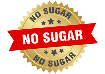 no sugar. no sugar round red and gold label isolated on transparent background