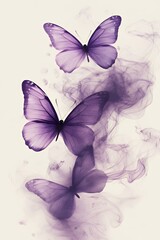 Fototapeta premium Purple Butterflies in Ethereal Smoke