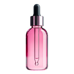 PNG Elegant Pink Glass Dropper Bottle for Skincare Against Transparent Background for Beauty Product Branding, Luxury Cosmetic Packaging, or Skincare Promotions
