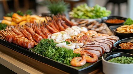 Vibrant Thai BBQ Buffet Display