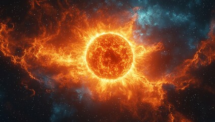 Obraz premium A breathtakingly captured slow-motion explosion of a supernova, displaying the outward expansion of gas and dust clouds, reflecting the universe's incredible power and beauty