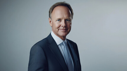 poised corporate leader in suit, exuding confidence and professionalism
