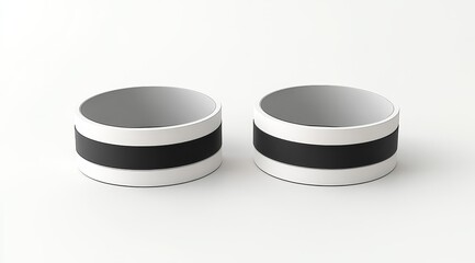 Two simple black and white cylindrical bands on white background.